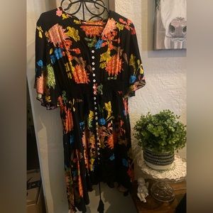 Black floral day casual dress